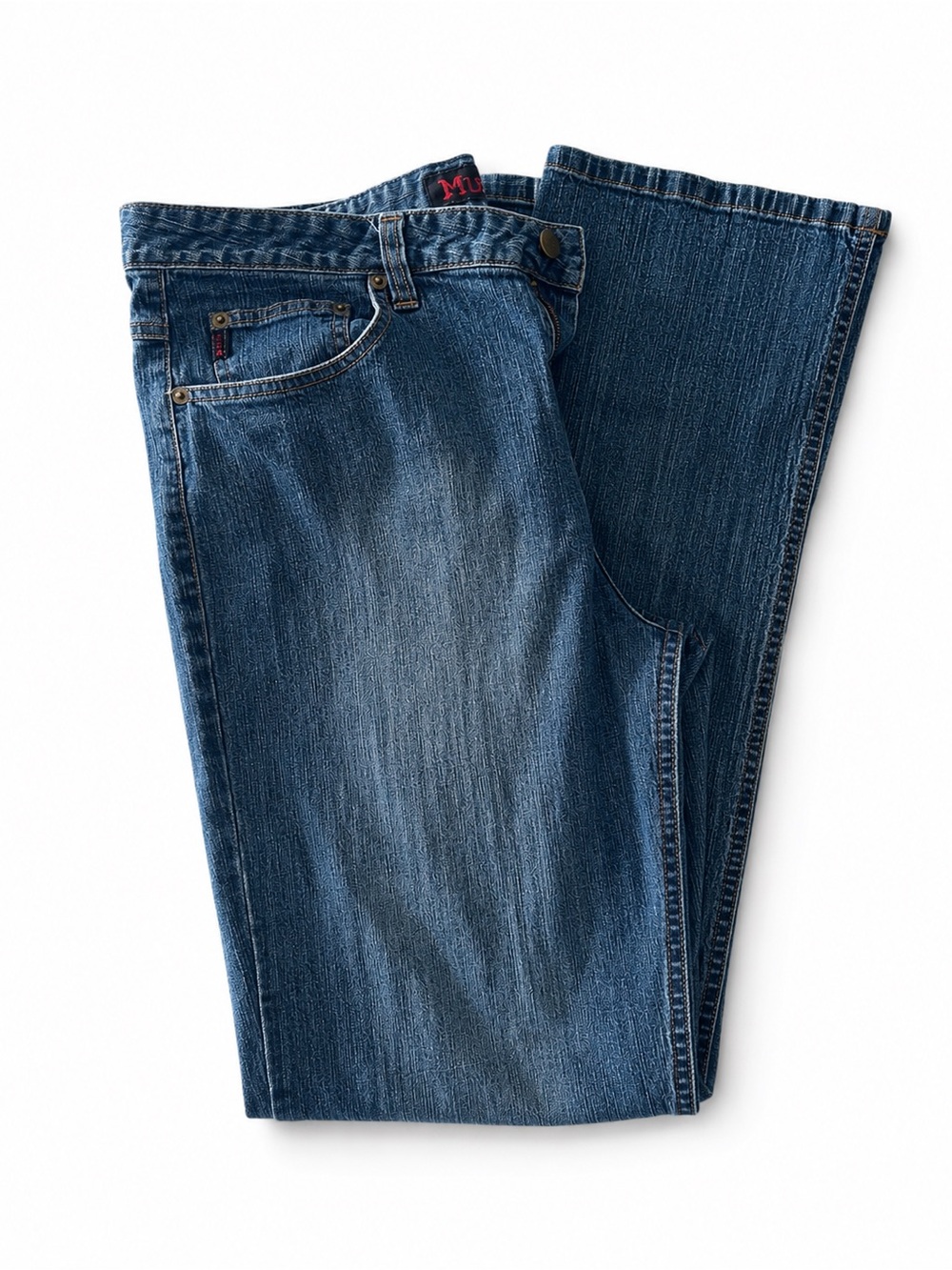 Mudd Women's Flare Wide-Leg Jeans in Mid Blue
